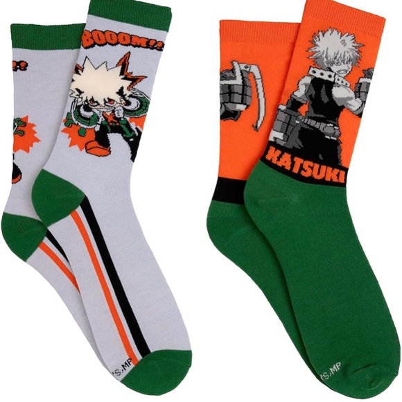 My Hero Academia Crew Socks (2 Pair) - Kaksuki Bakugo - One Size Fits Most - Picture 1 of 3